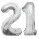 Jumbo Silver Mylar Foil Party Balloon Number 21