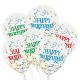 12 Inches Assorted Happy Birthday Confetti Balloons, 6Ct