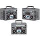 Beistle 54126 Boom Favor Boxes 3 Piece 80S Decorations Tableware Centerpieces, 4 Inches X 5.75 Inches, Gray/Black/Red/Blue/White