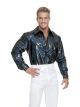 Charades Mens Night Lights Costume Disco Shirt, Black/Hologram, Small
