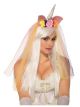 Forum Womens Unicorn Floral Costume Headpiece With Veil, -Rainbow, One Size