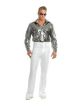 Charades Mens Nail Head Disco Shirt, Silver/Black, X-Small