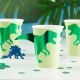 Ginger Ray Green Dinosaur Paper Party Cups With Tail 8 Pack Roarsome