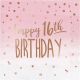 Creative Converting 340155 Rose All Day 16Th Birthday Napkins, 6.5 Inches, Pink