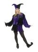 Charades Panne Velvet Jester Costume Tunic, Black/Purple, 3X