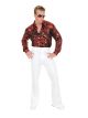 Charades Mens Flame Hologram Disco Shirt, Red, X-Small