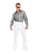 Charades Mens Glitter Hologram Disco Shirt, Black/Silver, X-Small