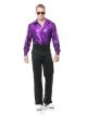 Charades Mens Crocodile Skin Disco Shirt, Purple, X-Small
