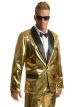 Charades Mens Disco Ball Tuxedo Jacket, Gold/Black, X-Small