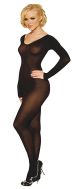 Sheer Long Sleeves Bodystocking One Size Black