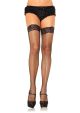 Leg Avenue Womens Stay Up Lycra Fishnet with Lace Top Thigh Hi Black One Size