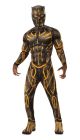 Men's Deluxe Erik Killmonger Battle Suit Muscle Chest, Black/Gold,