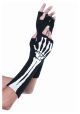 Women's Skeleton Fingerless Gloves Black One Size