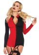 Two-Tone Harlequin Romper Black and Red Women Small