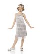 Karnival Costumes Roaring 20s 1920 Silver Flapper Dress Girl's Costume Small 3-4