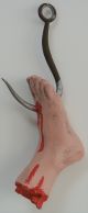 17 inches Severed Mutilated Bloody Foot With Meat Hook