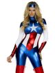Forplay Womens Star Spangled Hero Catsuit With Stripe Waist And Headband, Royal Blue, X-Small/Small