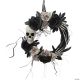 Morris WREATH 18IN W SKULL BW ROSES