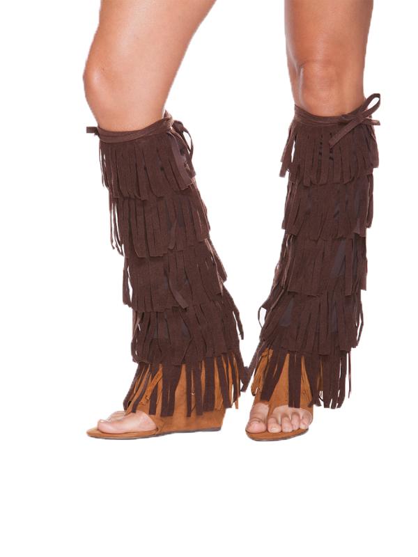 Halloween Wholesalers Fringed Tan Brown Boot Covers