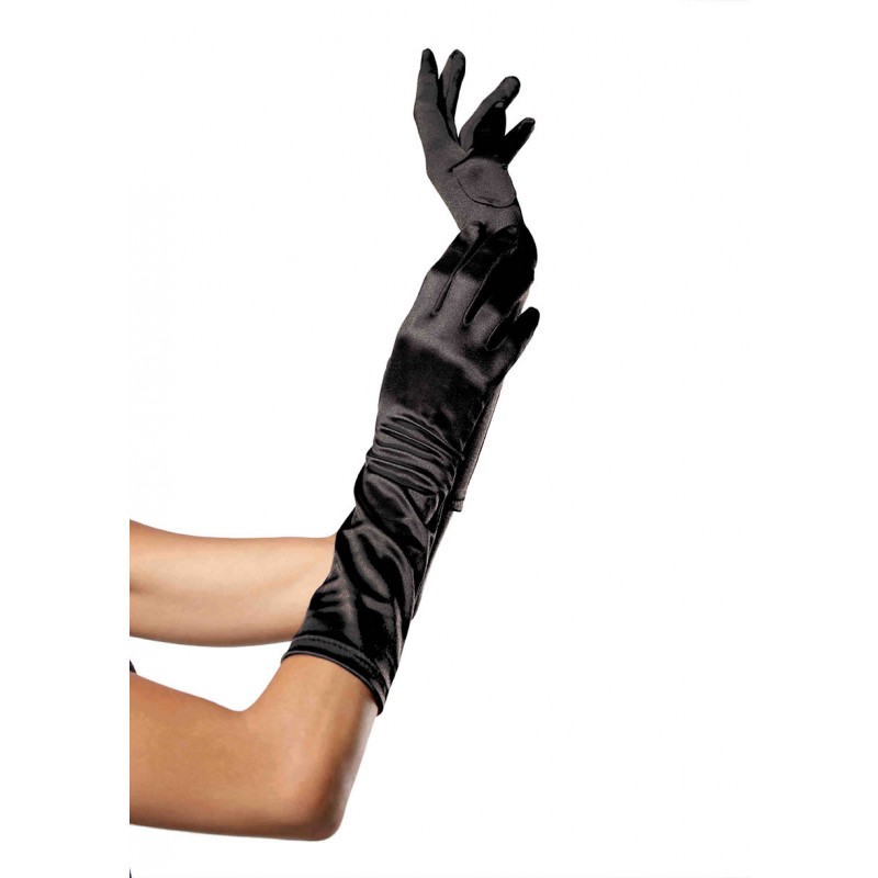 Leg Avenue Women's Elbow Length Satin Gloves Black One Size