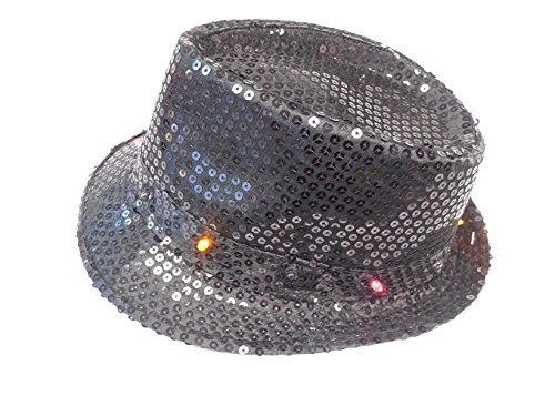 Halloween Wholesalers Light Up LED Hat with Sequin (Black)