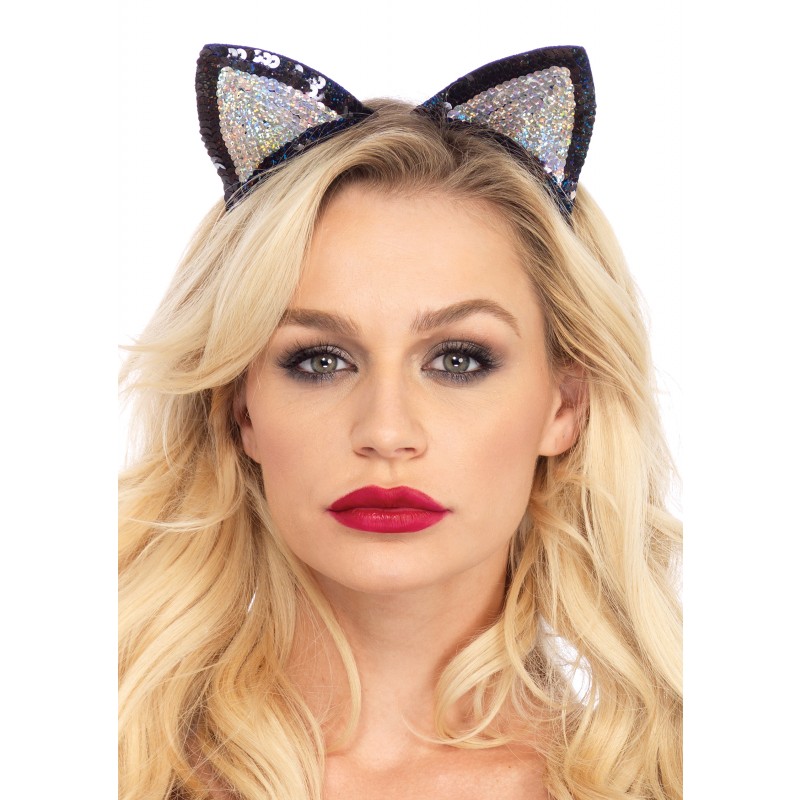 Leg Avenue Adult Sequin Cat Ears Silver One Size
