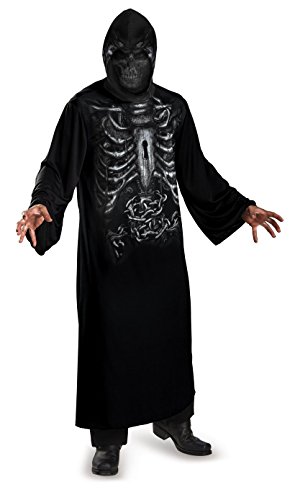 Mens Reaper Hooded Print Robe Costume Black X-Large (42-46)
