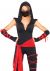 Women's Deadly Ninja Costume Black and Red Medium
